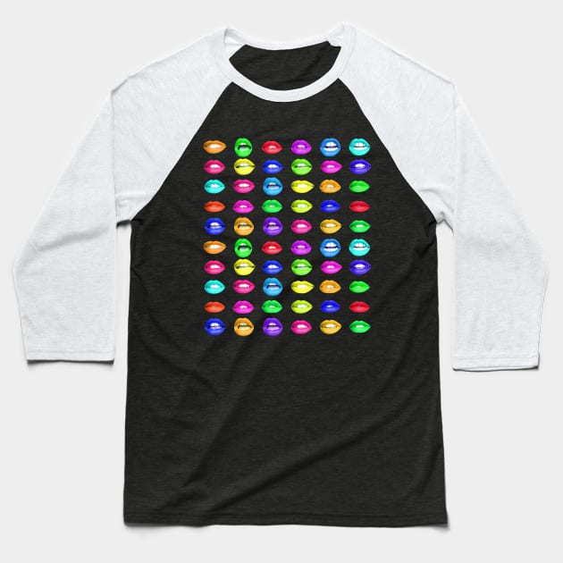 Rainbow Kisses Baseball T-Shirt by TJWDraws